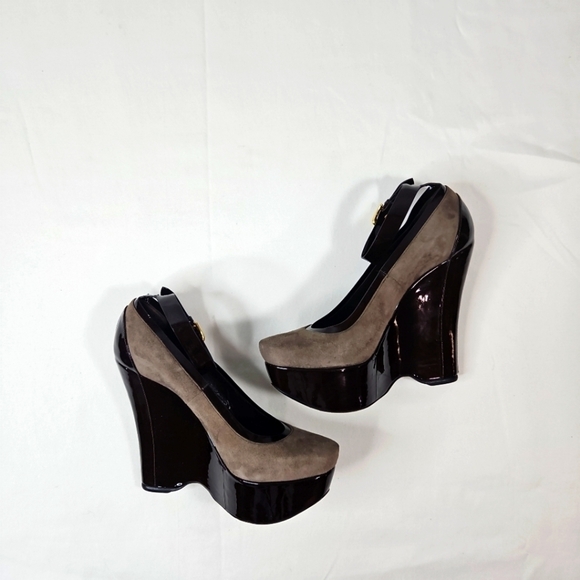 Gianmarco Lorenzi Brown Suede Platform Heels Size 37 - Picture 6 of 8